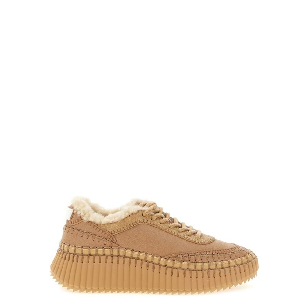 Chloé Beige Lambskin Chunky Women's Sneakers